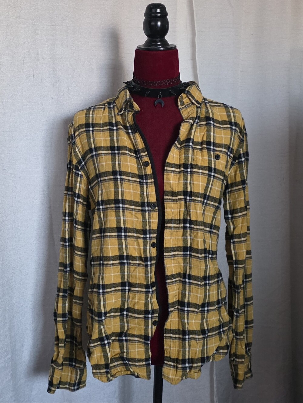 Yellow Plaid Button-Up Shirt Jacket